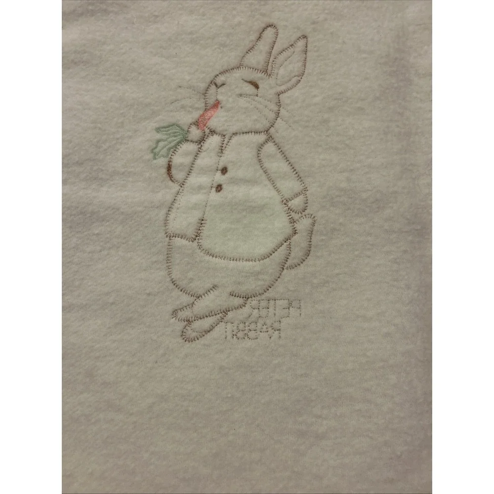 Vintage Quiltex Beatrix Potter Peter Rabbit Embroidered Satin Edge‎ Baby Blanket